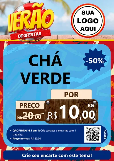 Modelo de Cartaz para Cartaz A4 Vertical com o tema Verão de Ofertas para Produtos Naturais
