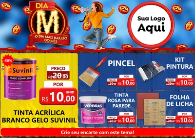 Modelo de Encarte para Encarte A4 Horizontal com o tema Dia M - O Dia Mais Barato Do Mês para Tintas e Ferramentas