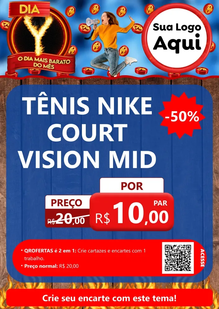 Modelo de Cartaz para Cartaz A4 Vertical com o tema Dia Y - O Dia Mais Barato Do Mês para Calçados