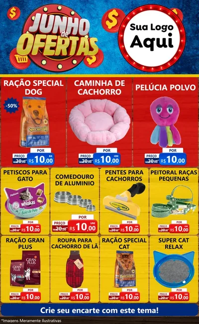 Modelo de Encarte para Encarte Grande com o tema Junho de Ofertas para Pet Shop