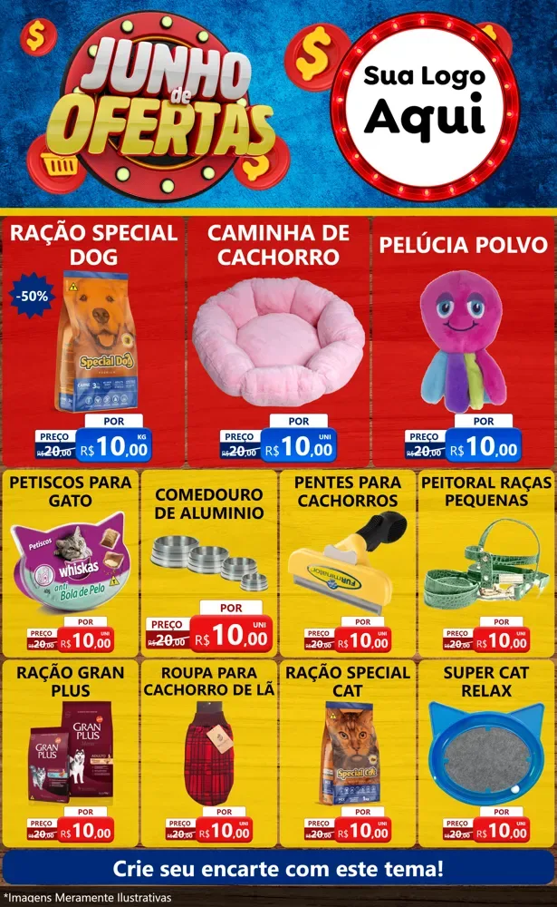 Modelo de Encarte para Encarte Grande com o tema Junho de Ofertas para Pet Shop