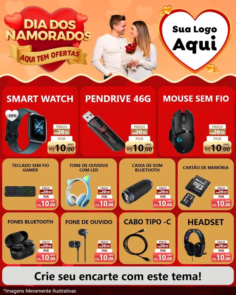 Modelo de Rede Social para Feed Instagram com o tema Dia dos Namorados - Aqui Tem Ofertas para Informática