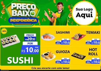 Modelo de Encarte para Encarte A4 Horizontal com o tema Preço Baixo de Independência para Comida japonesa