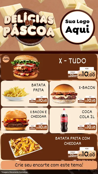 Modelo de TV para TV Vertical com o tema Delícias de Páscoa para Hamburgueria