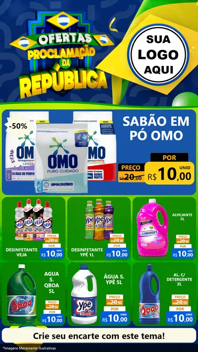 Modelo de Rede Social para Stories com o tema Ofertas Proclamação da República para Produtos de Limpeza