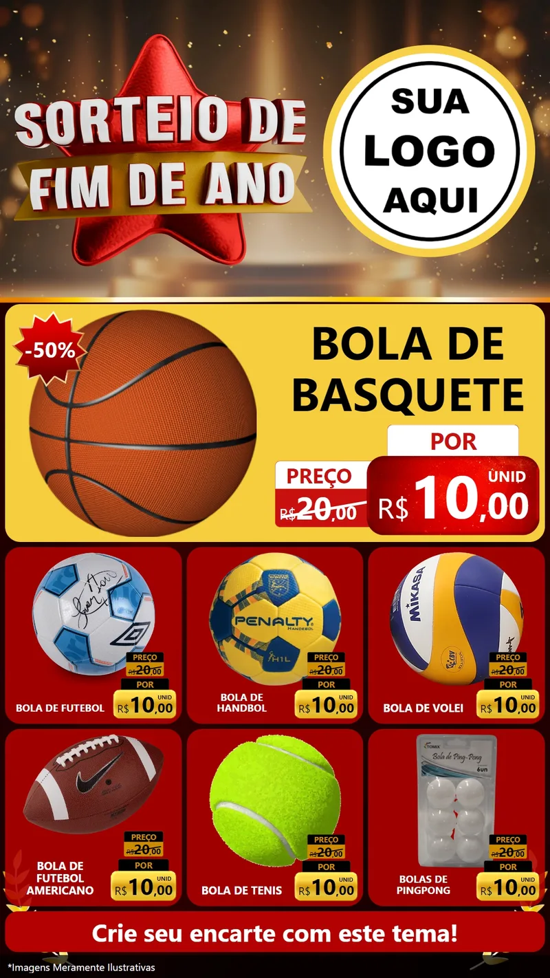 Modelo de Rede Social para Stories com o tema Sorteio de Fim de Ano para Artigos Esportivos