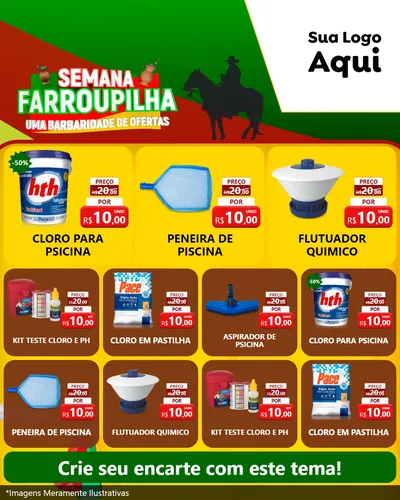 Modelo de Rede Social para Feed Instagram com o tema Semana Farroupilha - Uma Barbaridade de Ofertas para Produtos para Piscina