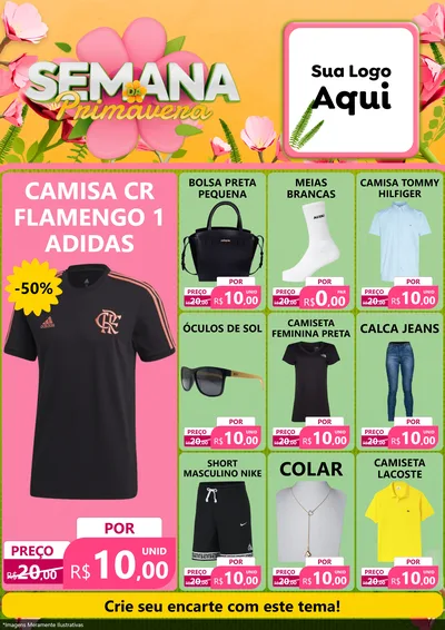 Modelo de Encarte para Encarte A4 Vertical com o tema Semana da Primavera para Roupas e acessórios