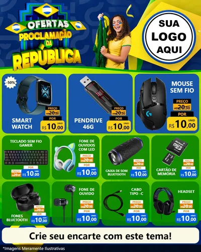 Modelo de Rede Social para Feed Instagram com o tema Ofertas Proclamação da República para Informática