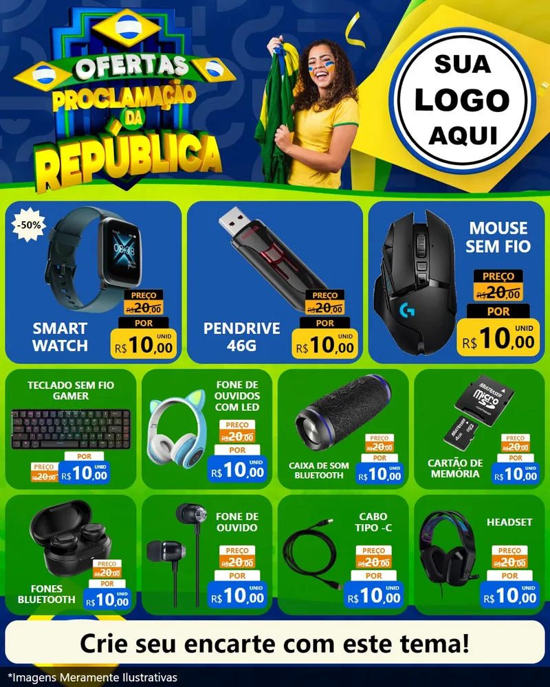 Modelo de Rede Social para Feed Instagram com o tema Ofertas Proclamação da República para Informática