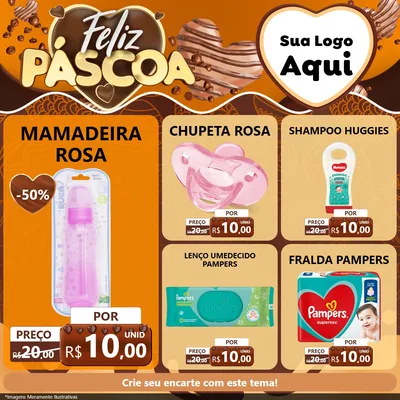 Modelo de Rede Social para Feed Facebook com o tema Feliz Páscoa para Bebês