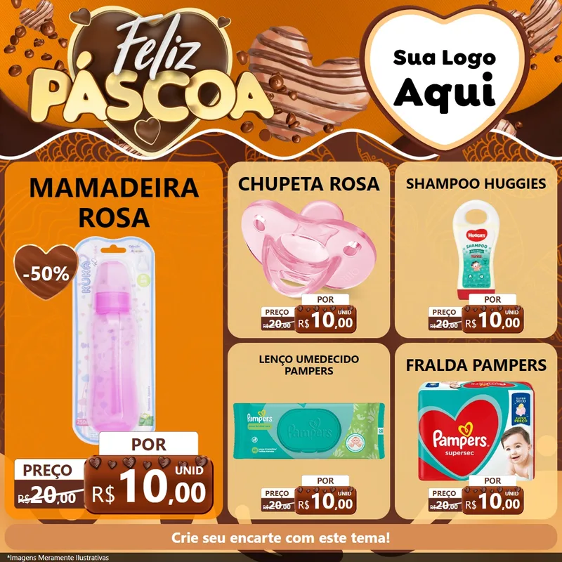 Modelo de Rede Social para Feed Facebook com o tema Feliz Páscoa para Bebês