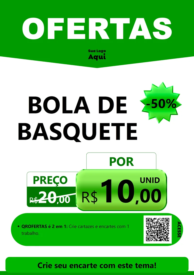 Modelo de Cartaz para Cartaz A4 Vertical com o tema Ofertas Verde Cartaz para Artigos Esportivos