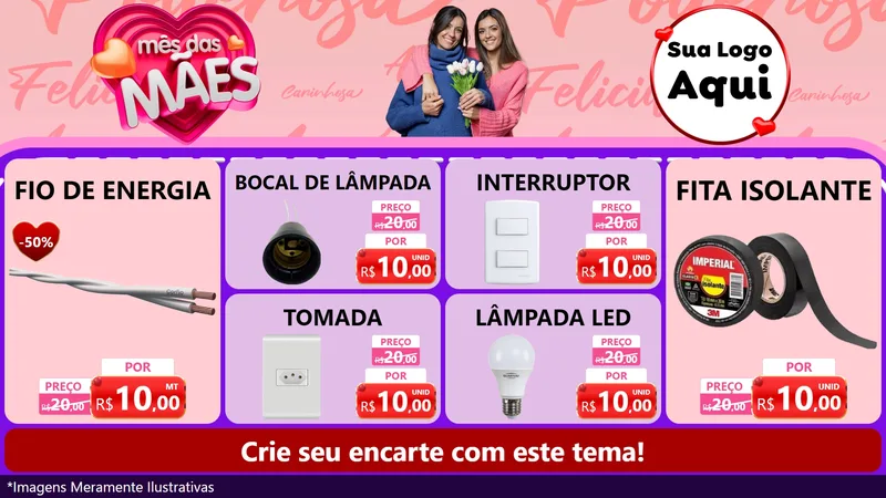 Modelo de TV para TV Horizontal com o tema Mês Das Mães para Materiais Elétricos