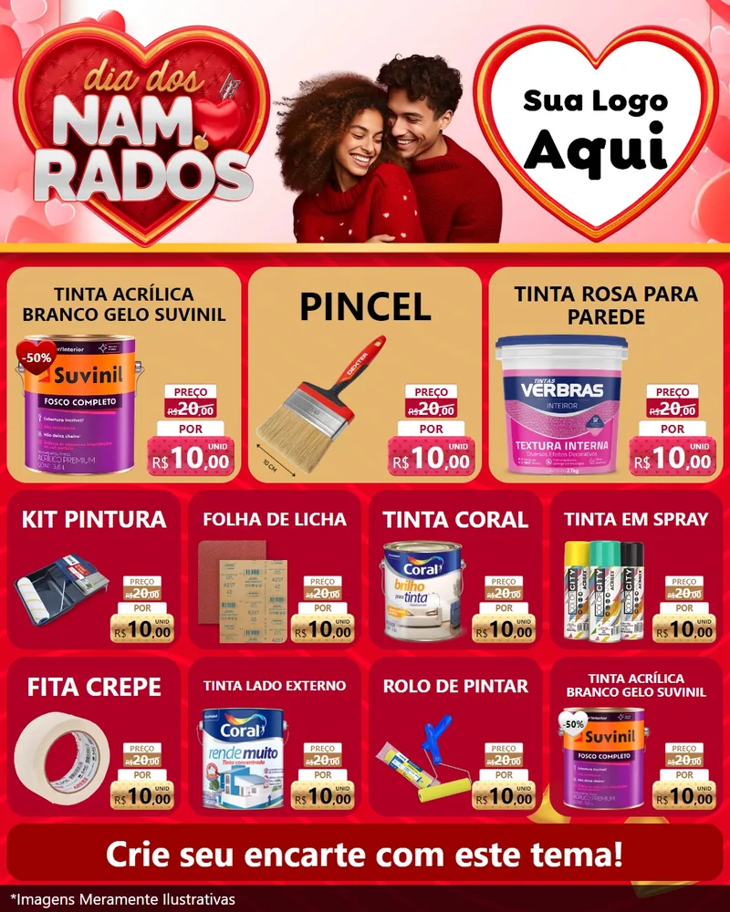 Modelo de Rede Social para Feed Instagram com o tema Dia dos Namorados para Tintas e Ferramentas