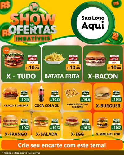 Modelo de Rede Social para Feed Instagram com o tema Show de Ofertas Imbatíveis para Hamburgueria
