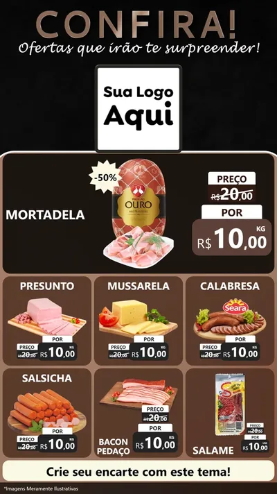 Modelo de Rede Social para Stories com o tema Confira! Ofertas que irão te surpreender! para Frios e Laticínios
