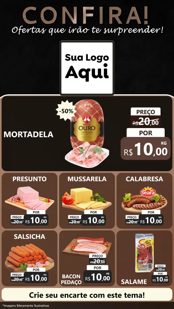 Modelo de Rede Social para Stories com o tema Confira! Ofertas que irão te surpreender! para Frios e Laticínios