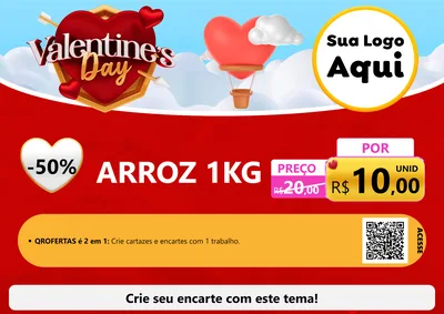 Modelo de Cartaz para Cartaz A4 Horizontal com o tema Valentine's Day para Supermercado