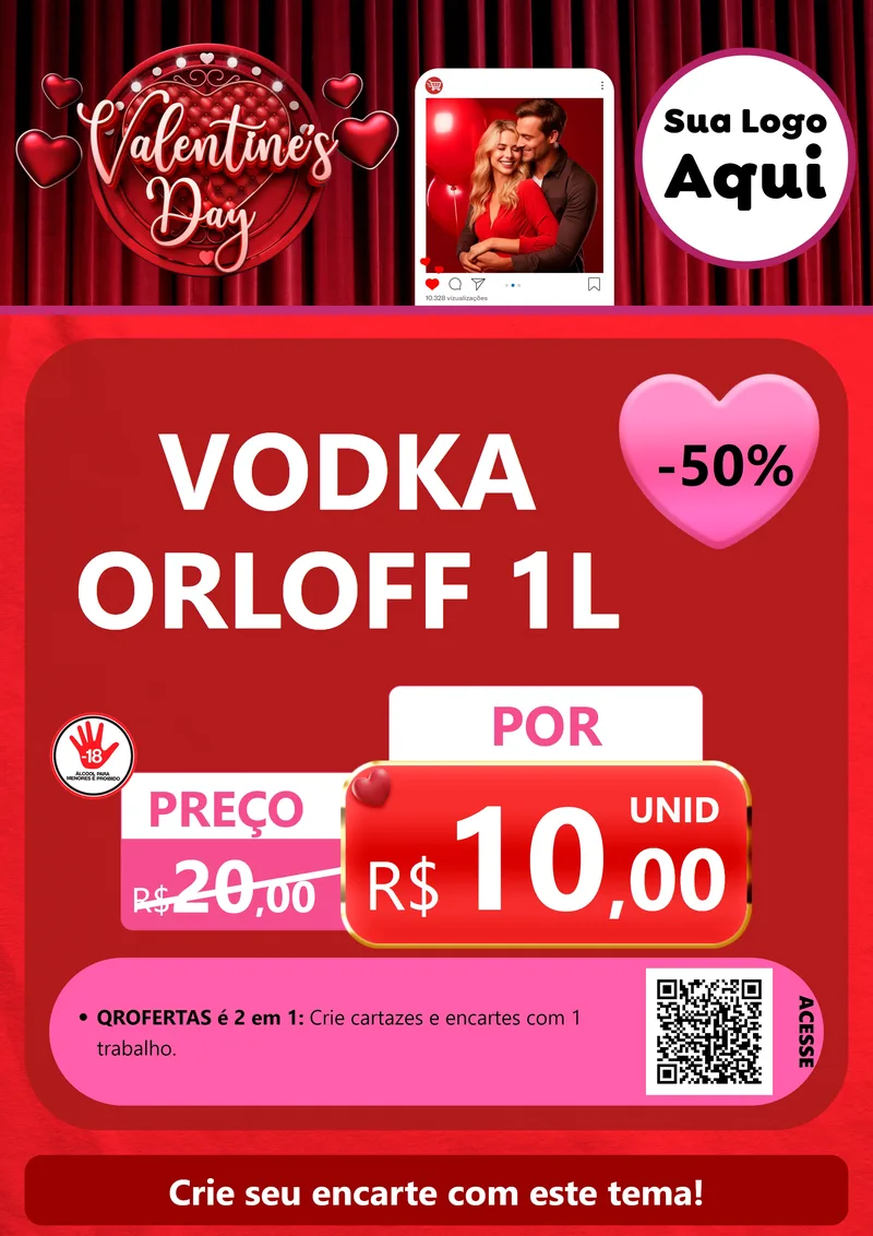 Modelo de Cartaz para Cartaz A4 Vertical com o tema Valentine's Day para Distribuidora de bebidas