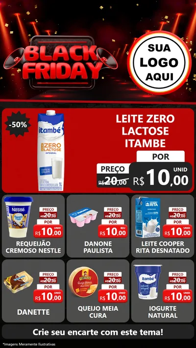 Modelo de Rede Social para Stories com o tema Black Friday para Frios e Laticínios