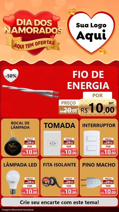 Modelo de Rede Social para Stories com o tema Dia dos Namorados - Aqui Tem Ofertas para Materiais Elétricos