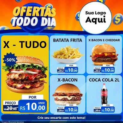 Modelo de Rede Social para Feed Facebook com o tema Ofertas Todo Dia para Hamburgueria