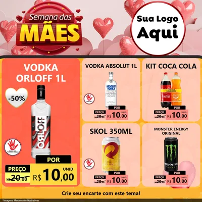 Modelo de Rede Social para Feed Facebook com o tema Semana das Mães para Distribuidora de bebidas