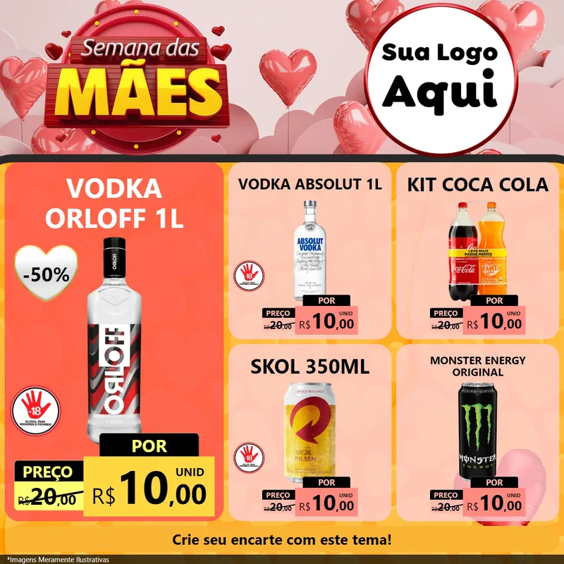 Modelo de Rede Social para Feed Facebook com o tema Semana das Mães para Distribuidora de bebidas