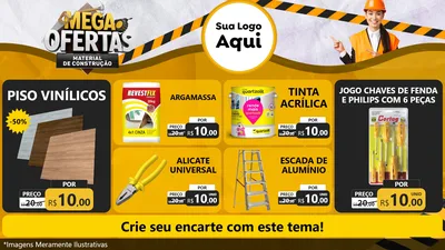 Modelo de TV para TV Horizontal com o tema Mega Ofertas - Material de Construção para Material para Construção