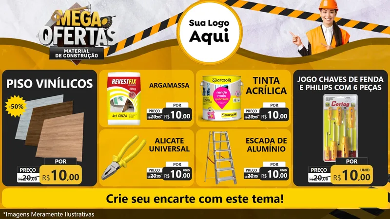 Modelo de TV para TV Horizontal com o tema Mega Ofertas - Material de Construção para Material para Construção