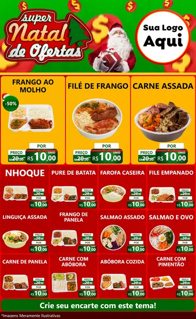 Modelo de Encarte para Encarte Grande com o tema Super Natal de Ofertas para Restaurante