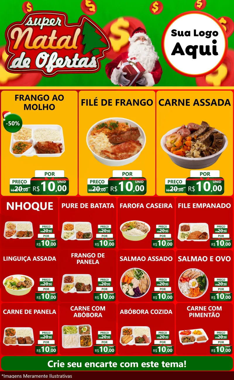 Modelo de Encarte para Encarte Grande com o tema Super Natal de Ofertas para Restaurante