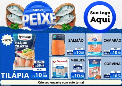 Modelo de Encarte para Encarte A4 Horizontal com o tema Sábado do Peixe para Peixaria