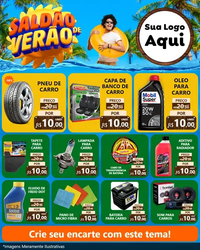 Modelo de Rede Social para Feed Instagram com o tema Saldão de Verão para Auto peças