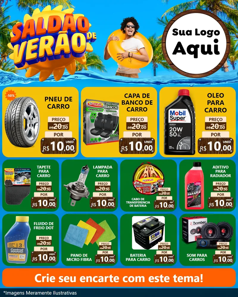 Modelo de Rede Social para Feed Instagram com o tema Saldão de Verão para Auto peças