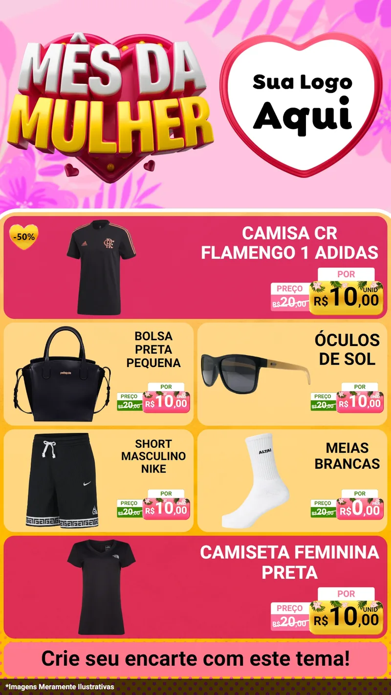 Modelo de TV para TV Vertical com o tema Mês da Mulher para Roupas e acessórios