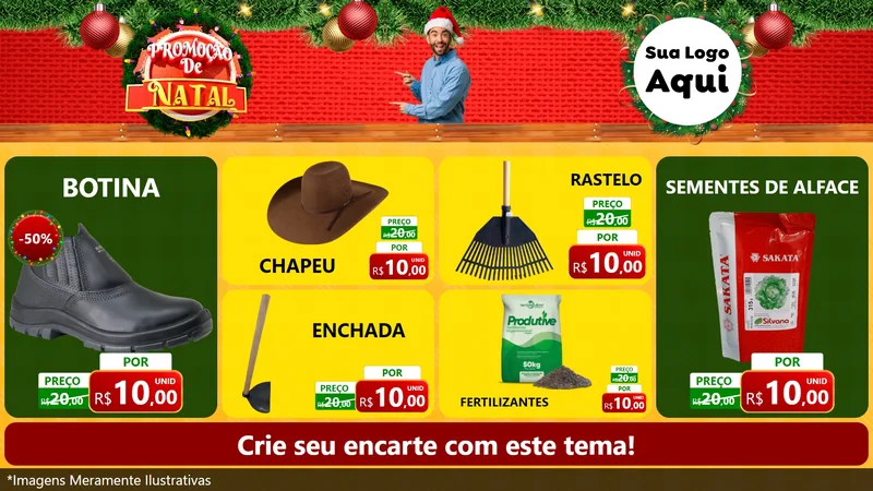 Modelo de TV para TV Horizontal com o tema Promoção de Natal para Agropecuária