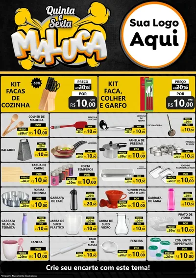 Modelo de Encarte para Encarte A4 Vertical com o tema Quinta e Sexta Maluca para Utilidades Domésticas