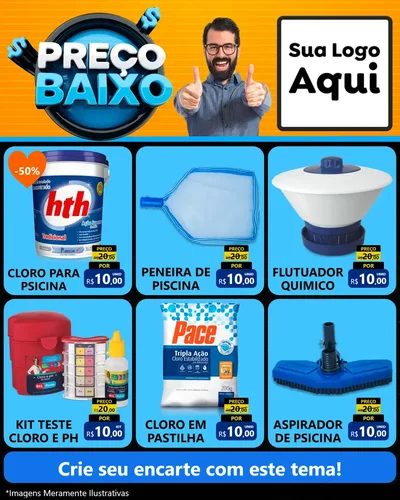 Modelo de Rede Social para Feed Instagram com o tema Preço Baixo para Produtos para Piscina