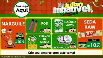 Modelo de TV para TV Horizontal com o tema Julho Imbatível para Tabacaria