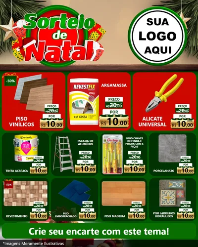 Modelo de Rede Social para Feed Instagram com o tema Sorteio de Natal para Material para Construção