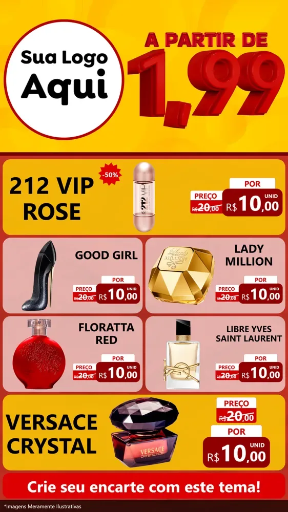Modelo de TV para TV Vertical com o tema A Partir de Um e Noventa e Nove - 1,99 para Perfumes