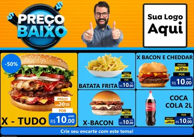 Modelo de Encarte para Encarte A4 Horizontal com o tema Preço Baixo para Hamburgueria