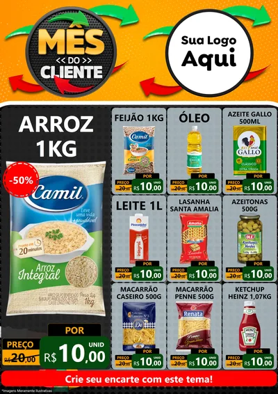 Modelo de Encarte para Encarte A4 Vertical com o tema Mês do Cliente para Supermercado