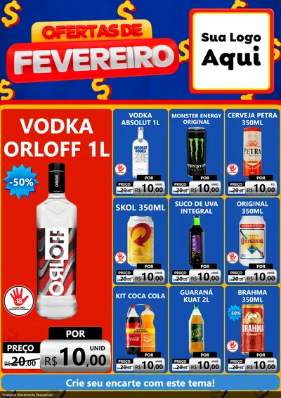 Modelo de Encarte para Encarte A4 Vertical com o tema Ofertas de Fevereiro para Distribuidora de bebidas