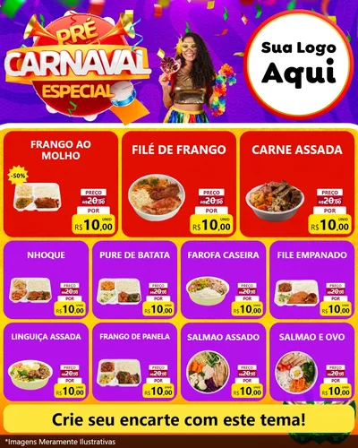 Modelo de Rede Social para Feed Instagram com o tema Pré-Carnaval Especial para Restaurante