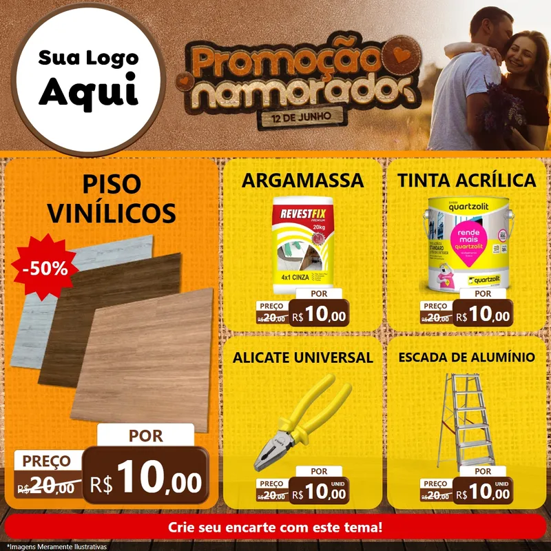 Modelo de Rede Social para Feed Facebook com o tema Promoção Namorados para Material para Construção