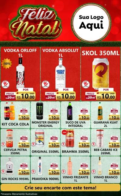 Modelo de Encarte para Encarte Grande com o tema Feliz Natal para Distribuidora de bebidas