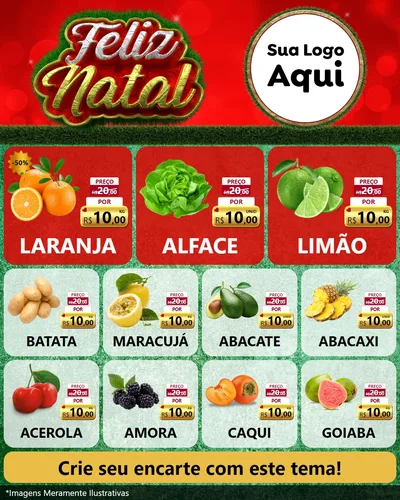 Modelo de Rede Social para Feed Instagram com o tema Feliz Natal para Hortifrúti